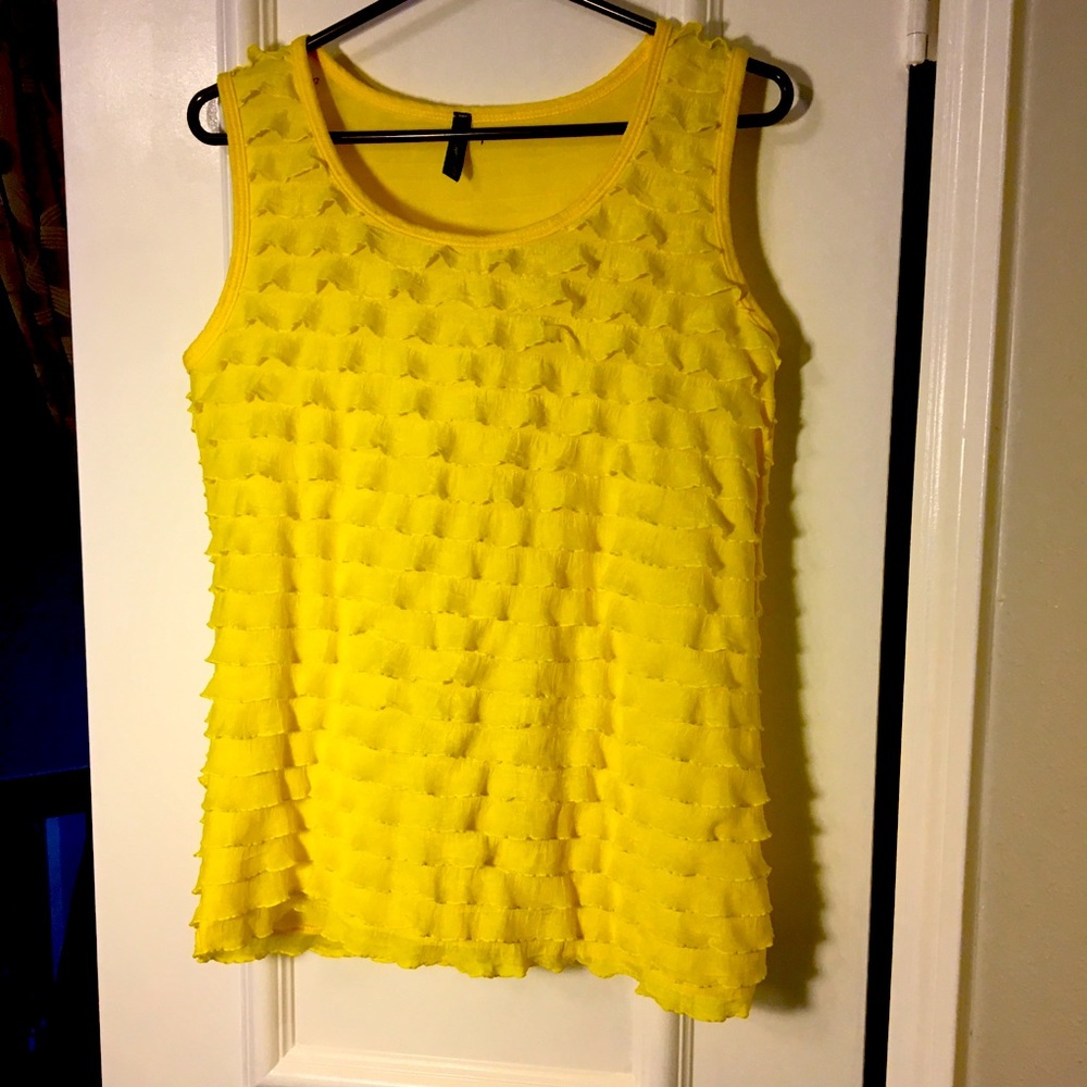 Sleeveless Ruffled Blouse - L - Sunshine Yellow
